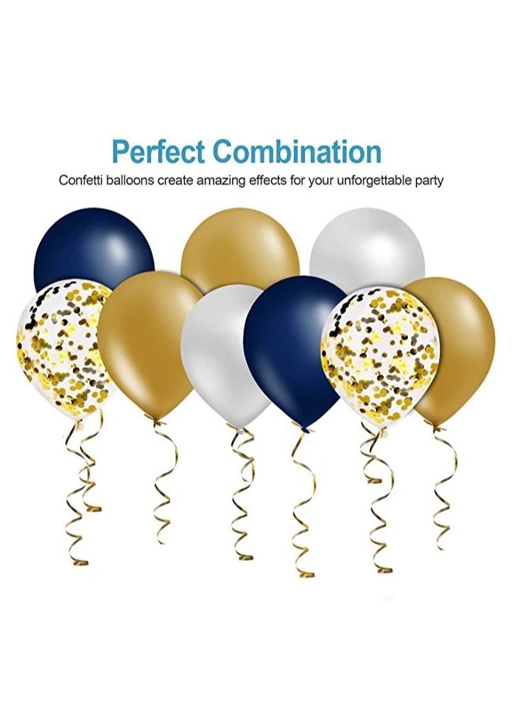 Boxwoods 70 PCS Of Navy Blue White Chrome Gold And Confetti Balloons For Birthday Baby Shower And Gender Reveal Party - Image 4