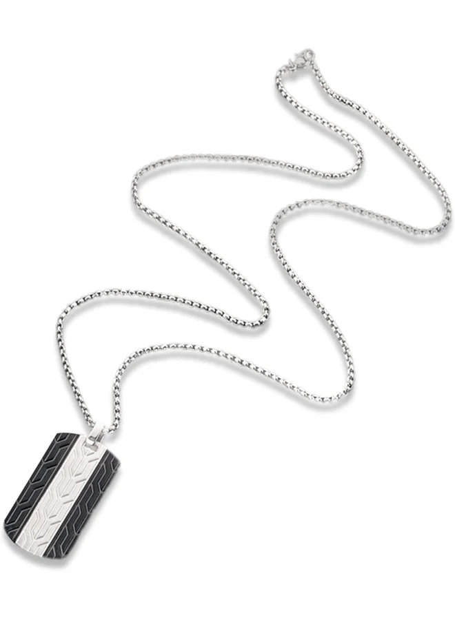Lee Cooper Men's Stainless Steel Silver/Black Plating Necklace - LC.N.01153.350, No Gemstone