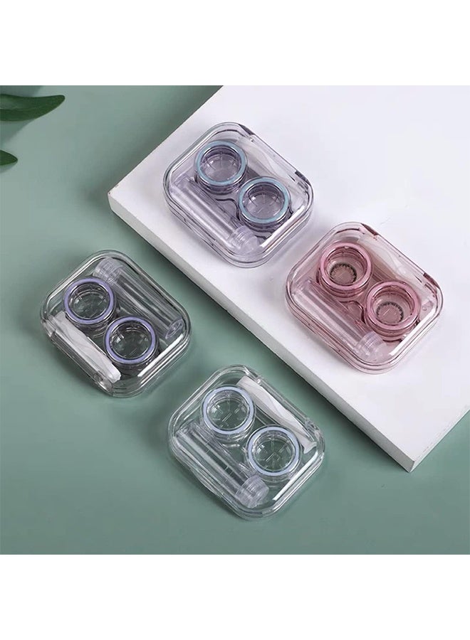 GIFT 4 Pack Flip Top Clear Contact Lens Case Travel Kit, Cute Contact Case Holder with Tweezers Remover Tool, Contact Lens Soak Storage Kit for Travel & Home  - Image 3