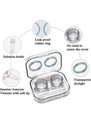 4 Pack Flip Top Clear Contact Lens Case Travel Kit, Cute Contact Case Holder with Tweezers Remover Tool, Contact Lens Soak Storage Kit for Travel & Home - view 2