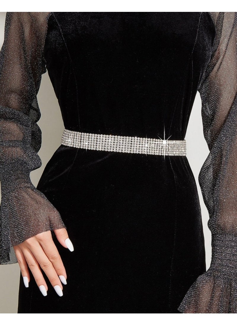 Zuel - Seven Row Crystal Stone Rhinestone Evening Dress Belt - Image 1