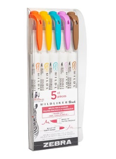 ZEBRA Mildliner Brush Pen and Marker Warm Set Pack of 5  - Image 2