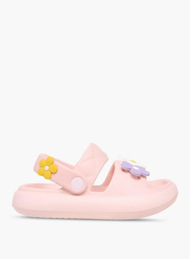 Aqua Flower Accent Sandals with Backstrap