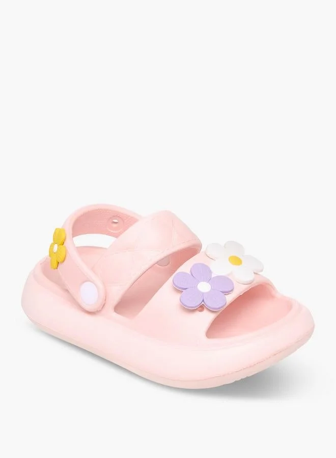 Aqua Flower Accent Sandals with Backstrap