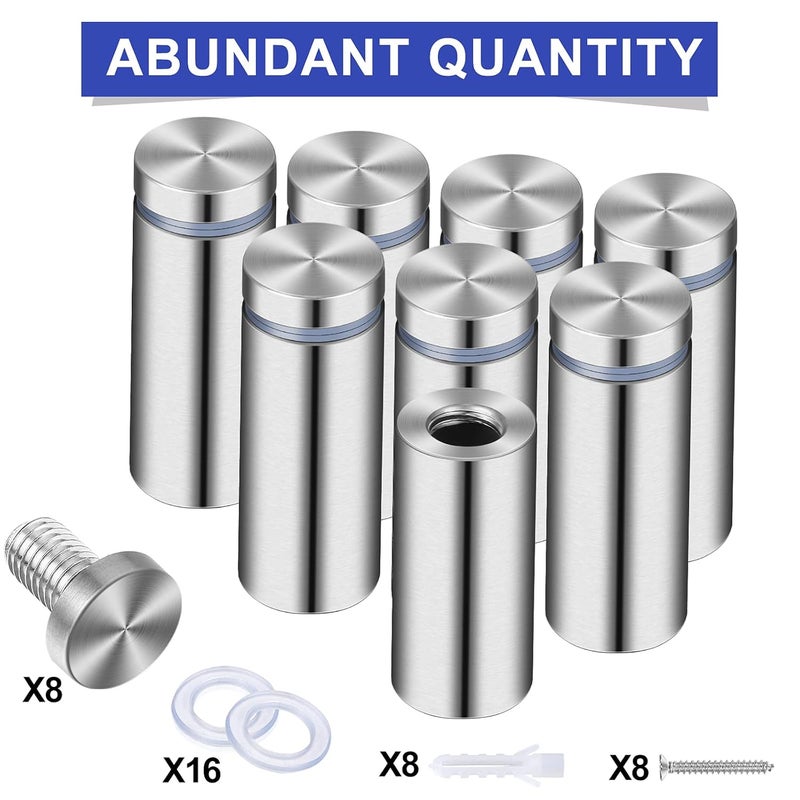 Pelopy 8 Pcs Sign Standoff Screws Advertising Screws Stainless Steel Wall Standoff Mounts Glass Acrylic Nail(0.75 x 1.57 Inch) - Image 2