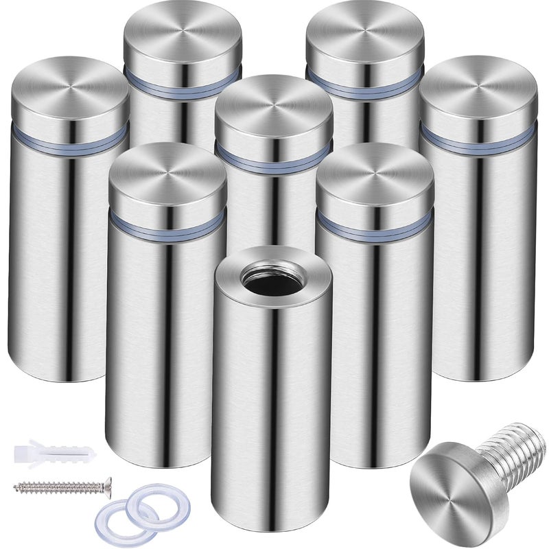 Pelopy 8 Pcs Sign Standoff Screws Advertising Screws Stainless Steel Wall Standoff Mounts Glass Acrylic Nail(0.75 x 1.57 Inch) - Image 1
