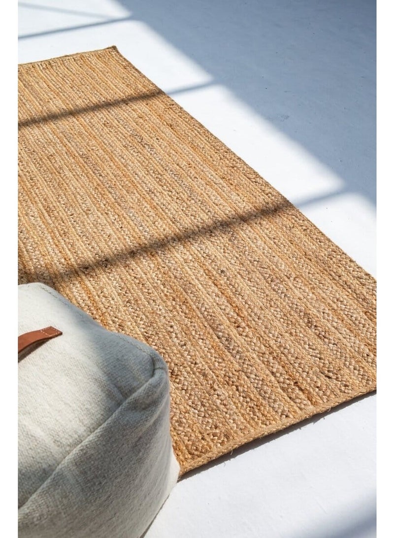 رمشة سجادة مضفرة من الجوت سجادة مستطيلة ذات لون طبيعي للمنزل خارج الباب BR-021 - Image 1