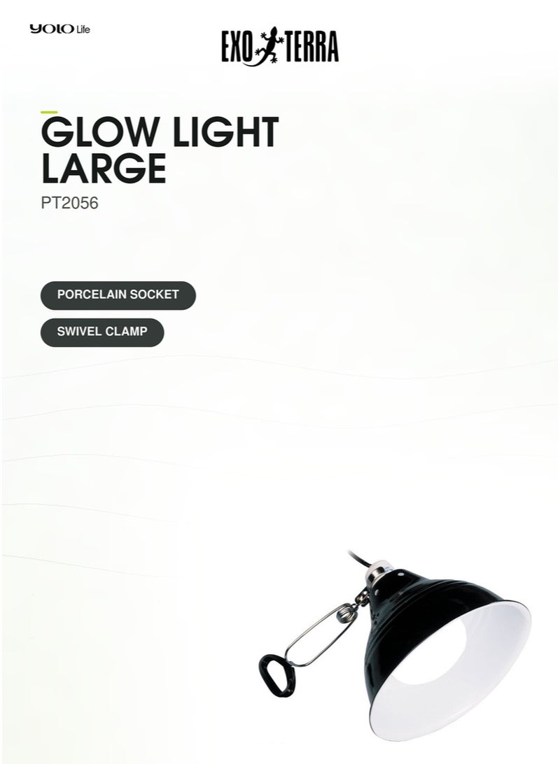 Exo Terra Glow Light Large (25 cm), Porcelain Clamp Lamp, 200W Heat-Resistant Terrarium Light, for Reptile Heating, Nocturnal Viewing, Habitat - Image 5