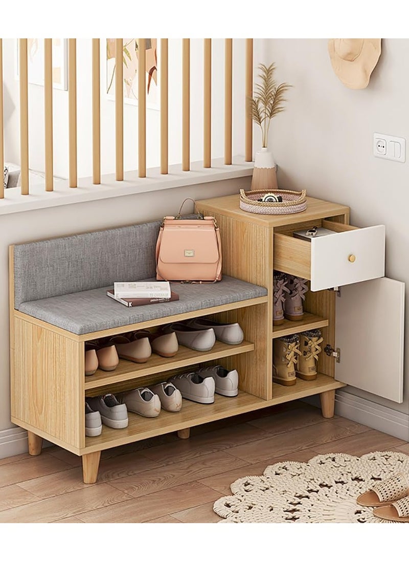 CityRiya-Long Shoe Bench, Shoe Rack Organizer for Closet, 90*32*37 cm Shoe Shelf for Storage, Shoe Cabinet, Entryway Shoe Bench, Shoe Storage Rack, Home Shoe Organizer for Entryway Hallway Bedroom Living Room  - Image 2