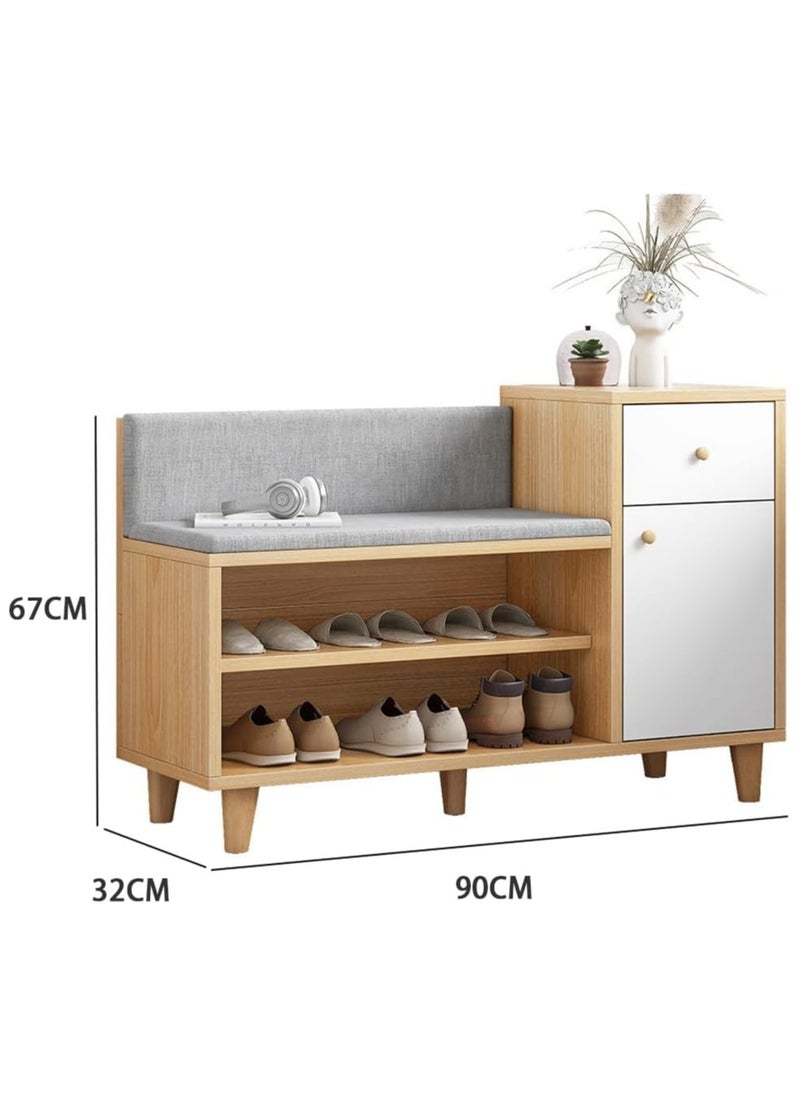 CityRiya-Long Shoe Bench, Shoe Rack Organizer for Closet, 90*32*37 cm Shoe Shelf for Storage, Shoe Cabinet, Entryway Shoe Bench, Shoe Storage Rack, Home Shoe Organizer for Entryway Hallway Bedroom Living Room  - Image 3