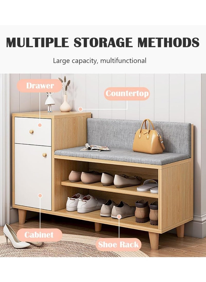 CityRiya-Long Shoe Bench, Shoe Rack Organizer for Closet, 90*32*37 cm Shoe Shelf for Storage, Shoe Cabinet, Entryway Shoe Bench, Shoe Storage Rack, Home Shoe Organizer for Entryway Hallway Bedroom Living Room  - Image 4