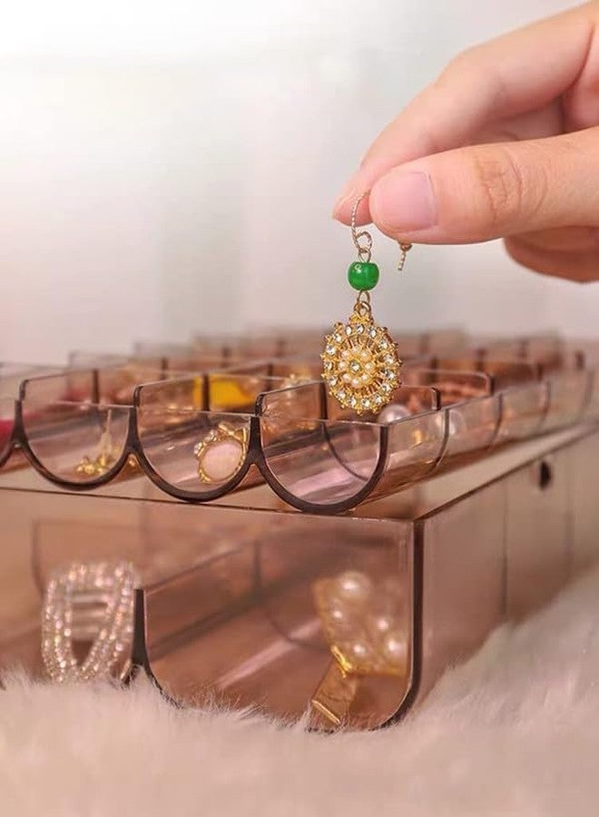 PARVY Jewelry Organizer Box Portable 2 Layer Acrylic Jewelry Storage Box Organizer Holder case with Lid for Earrings Necklaces Bracelets Rings with 24-Grid Small and 6-Grid Big (Multicolor - 1 PCS) - Image 5