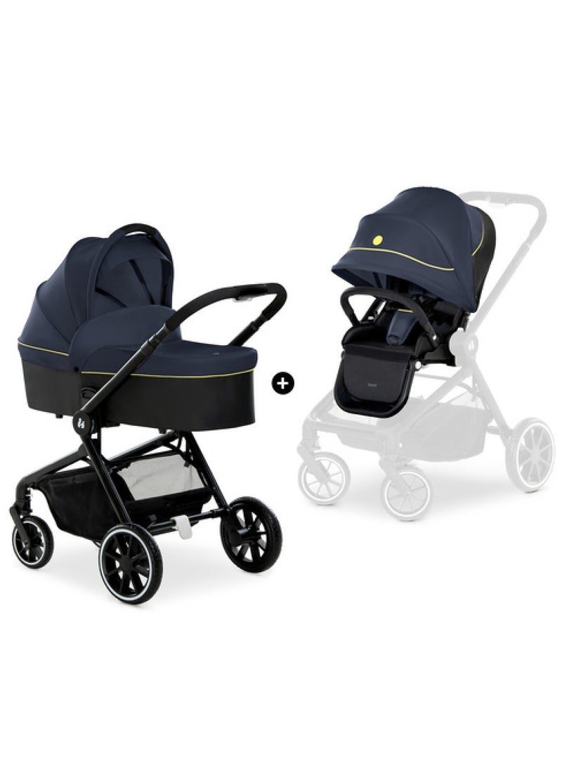 Hauck Move So Simply 2-in-1 Pushchair – Lightweight Stroller, Carrycot & Reversible Seat, Reclining Function, All-Terrain Wheels, UPF 50+ Canopy – Dark Navy Blue Neon - Image 1