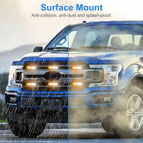 EEEKit مجموعة EEEKit من 10 أضواء طوارئ LED، 6 أضواء وامضة LED باللونين الكهرماني والأبيض، أضواء تحذير طوارئ وامضة، بار ضوء تحذير لمخاطر البناء للسيارات والشاحنات والفانات والمركبات خارج الطريق وATV وSUV - Image 4