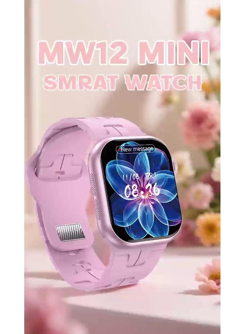 Modio MW12 Mini Smart Watch – Wireless Charging, Compact Design, Fitness & Notifications (Pink) - Image 2
