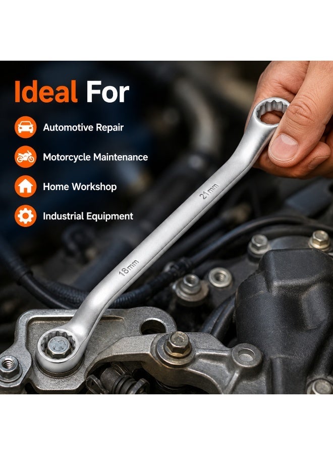 18x21mm Double Ring Offset Wrench, Chrome Vanadium Steel Deep Offset Box End Spanner For Nuts, Bolts, Automotive, Garage, Workshop & DIY Repair - Image 5