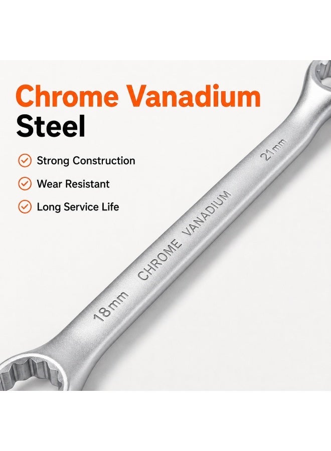 18x21mm Double Ring Offset Wrench, Chrome Vanadium Steel Deep Offset Box End Spanner For Nuts, Bolts, Automotive, Garage, Workshop & DIY Repair - Image 4