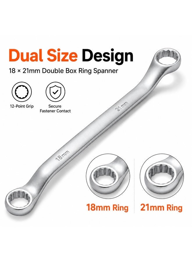 18x21mm Double Ring Offset Wrench, Chrome Vanadium Steel Deep Offset Box End Spanner For Nuts, Bolts, Automotive, Garage, Workshop & DIY Repair - Image 3