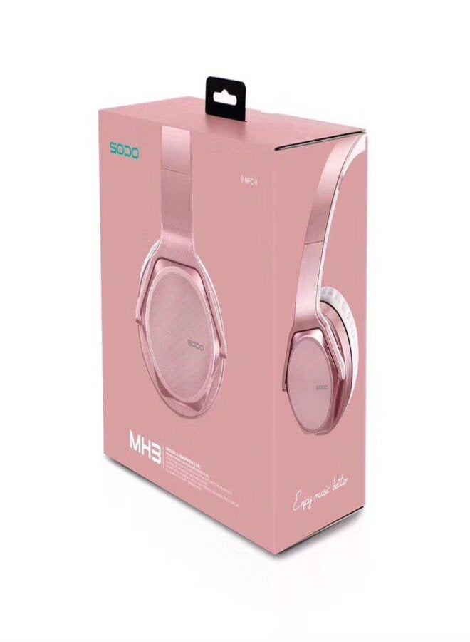 SODO MH3 Bluetooth Speaker/Bluetooth Headphones Rose Gold - Image 1