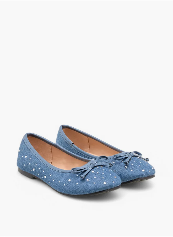 Flora Bella By Shoexpress Girls Bow Accent Slip-On Ballerina Shoes