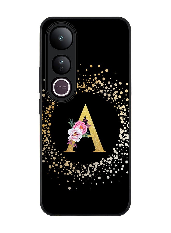Stylizedd For vivo V50 Lite Case,Slim fit Camera Protection, Shockproof Thin Phone cover  - Custom Monogram Floral - A ( Black )