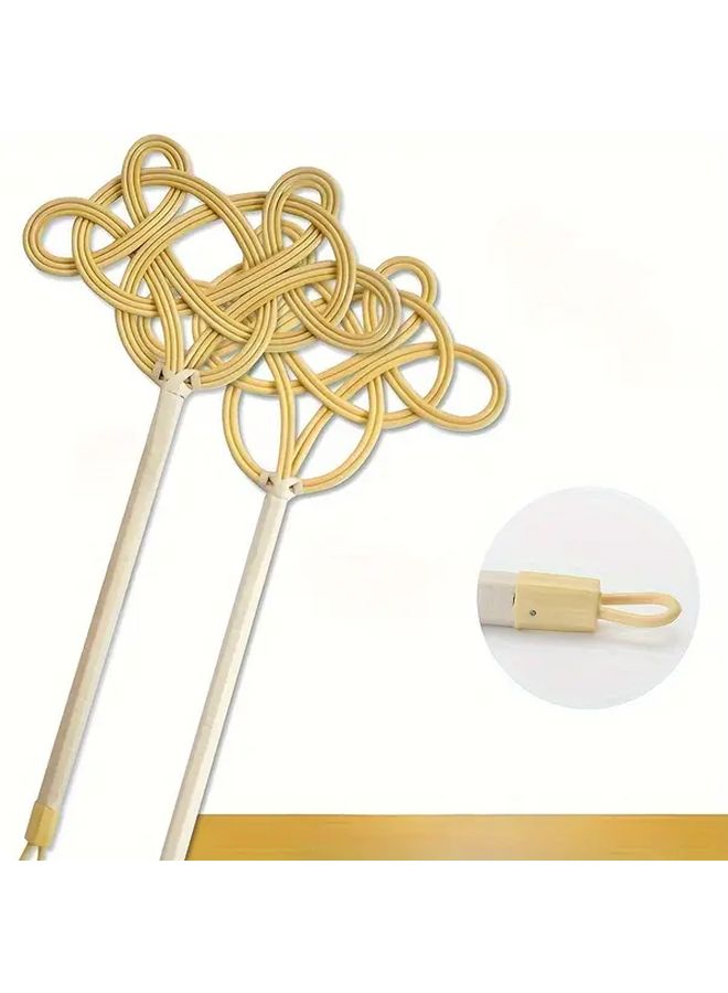 2 Pieces Rattan Look Handheld Broom Set PVC Woven Dusting Broom for Home Cleaning - Image 2
