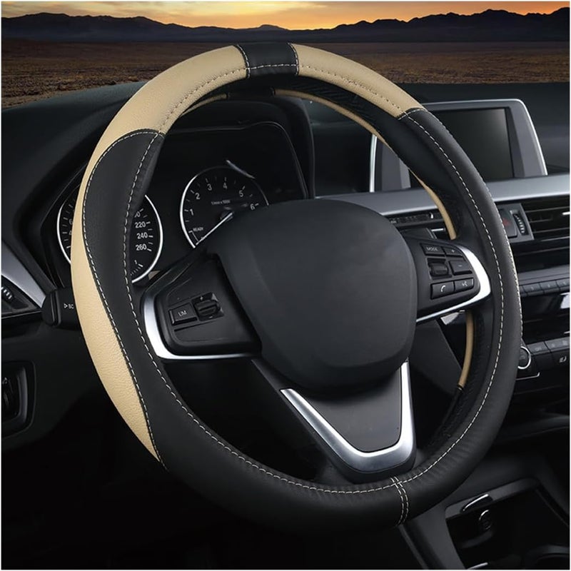 BESULEN غطاء عجلة قيادة من ، واقي عجلة قيادة من الجلد الناعم، غطاءات عجلة قيادة عالمية غير زلقة، ملمس مريح وماص للعرق، إكسسوارات داخلية للسيارات - Image 1