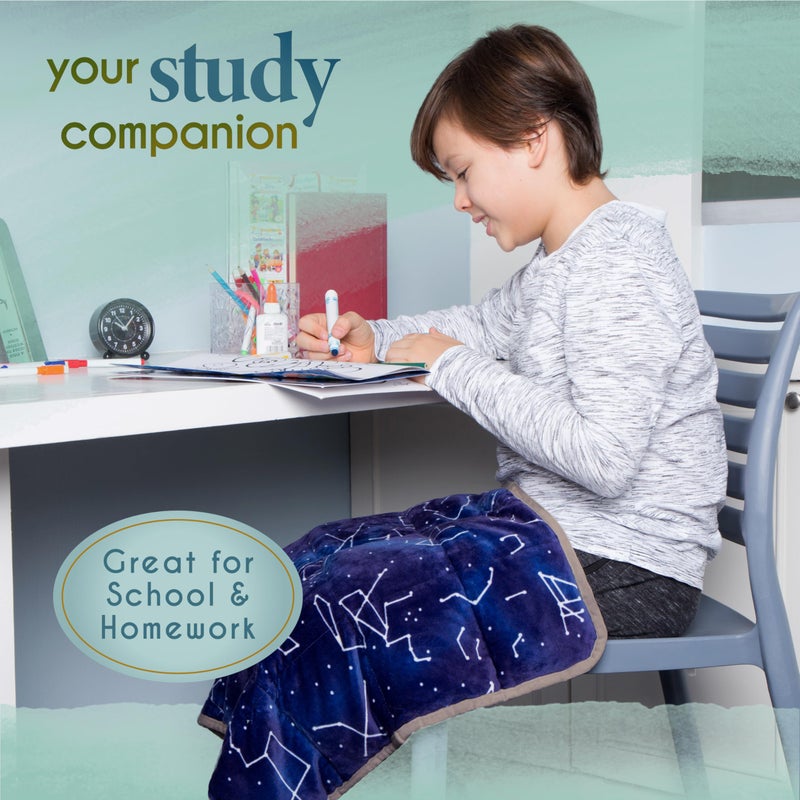 Florensi Weighted Lap Pad - 20 x 23 in, 7 lb, Blue Constellations, Focus & Calm with Sensory Blanket, Portable Travel & Cooling Blanket, Durable & Washable Weighted Pad - Image 3