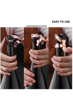 KASTWAVE 2 Pack Rosegold Champagne Wine Bottle Stoppers Stainless Steel with Food Grade Silicone, Leak Proof Keep Fresh Reusable Saver  - Image 3