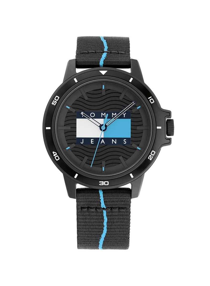 تومي جينز ساعة تومي هيلفيغر كوارتز للرجال، أنالوج وحزام من النايلون، موديل 1791999، أسود - Image 1
