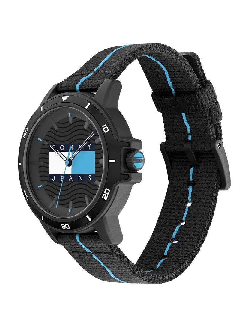 تومي جينز ساعة تومي هيلفيغر كوارتز للرجال، أنالوج وحزام من النايلون، موديل 1791999، أسود - Image 2