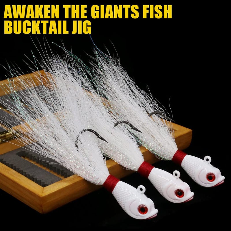 XFISHMAN Bucktail-Jigs-Saltwater-Hair-Jigs-Head -Fishing-Lures-Assorted Kit - Image 2