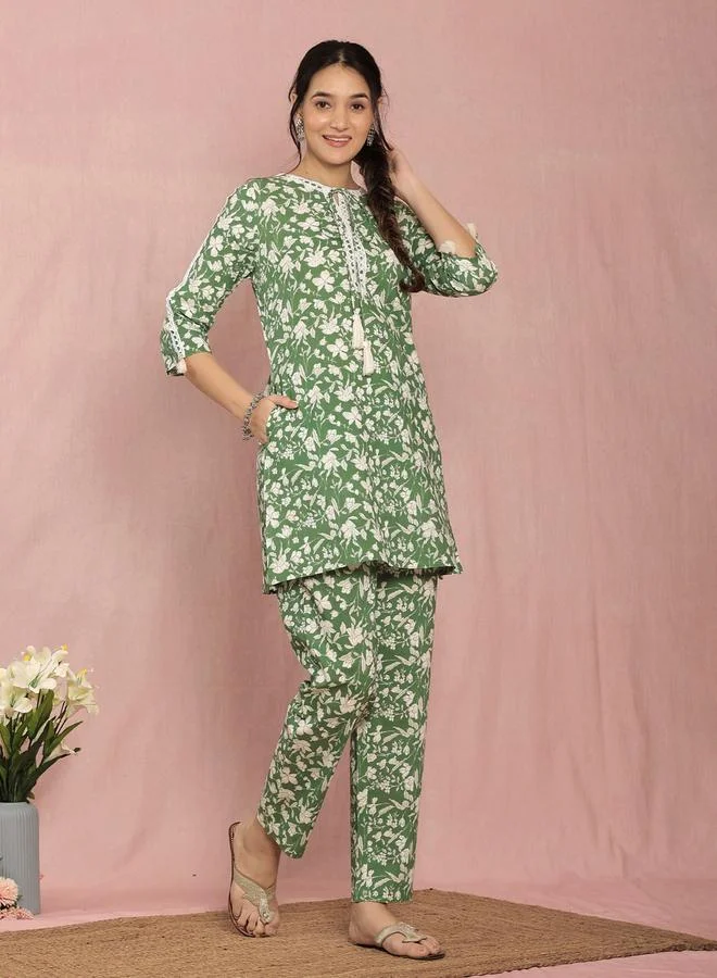 KASYA Women Cotton Floral Print Top and Pants Co-ords