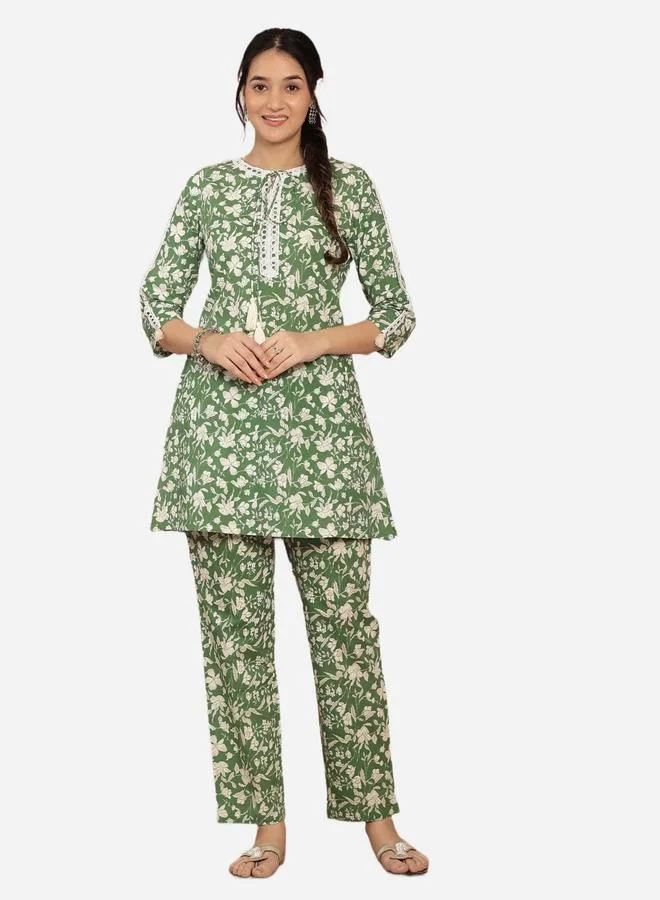 KASYA Women Cotton Floral Print Top and Pants Co-ords