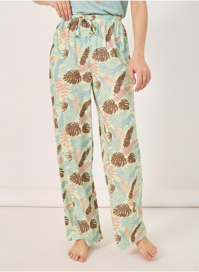 Styli - Self Love Graphic T-Shirt and Leaf Print Pyjama Set - Image 1