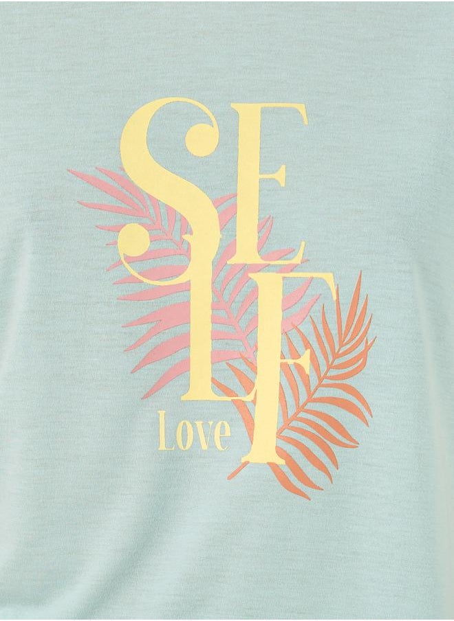 Styli - Self Love Graphic T-Shirt and Leaf Print Pyjama Set - Image 1