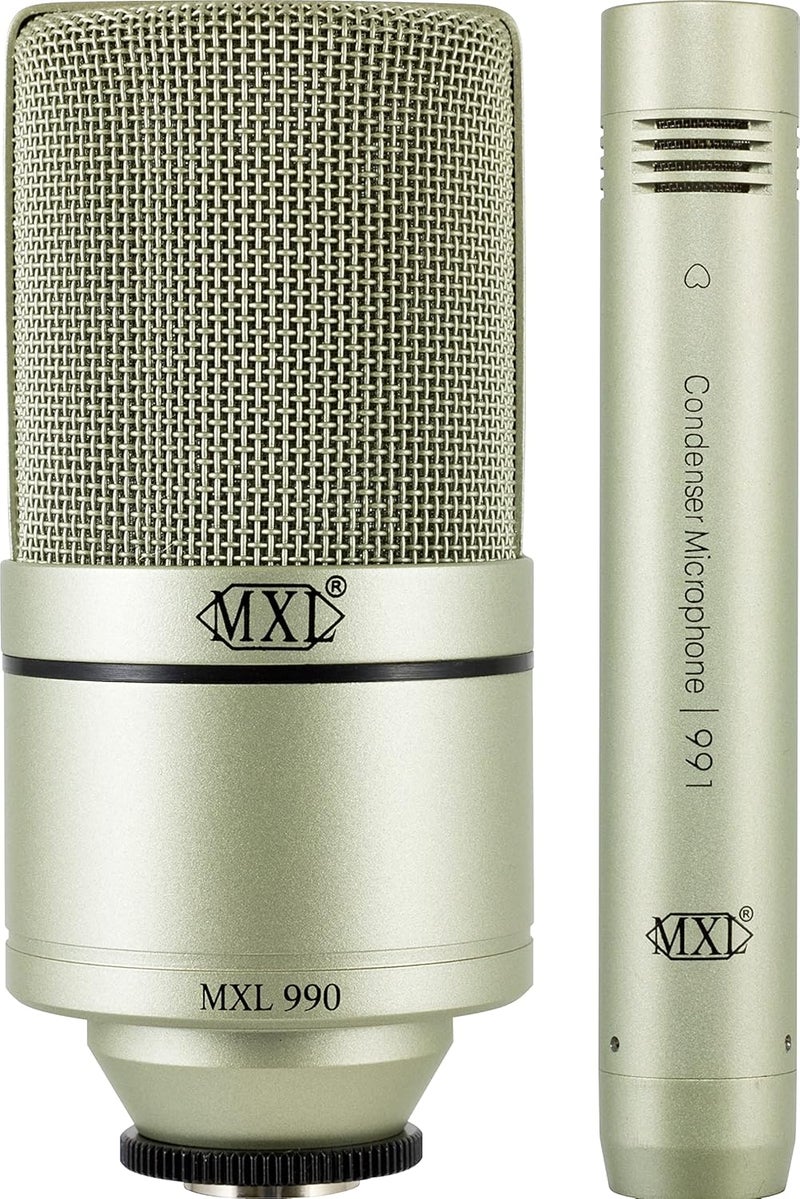 MXL 990/991 Large and Small Diaphragm Condenser Microphone Bundle Project/Home Studio Recording | XLR | Cardiod (Champagne) - Image 1