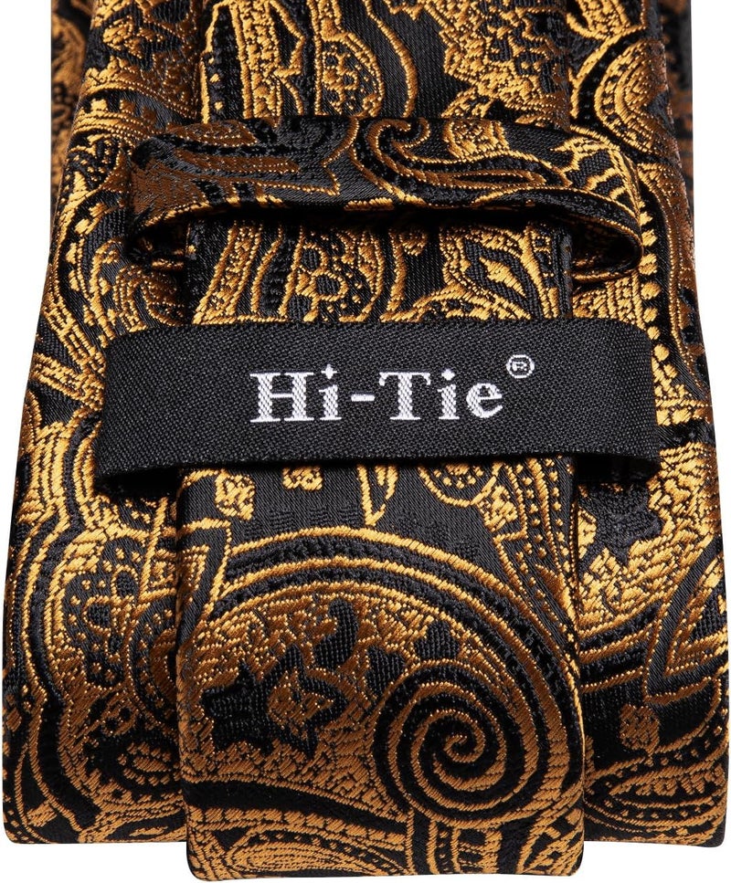 Hi-Tie Silk Paisley Ties for Men Necktie Pocket Square Cufflinks Set Foral Tie Sets Formal Business - Image 5