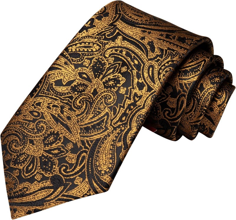 Hi-Tie Silk Paisley Ties for Men Necktie Pocket Square Cufflinks Set Foral Tie Sets Formal Business - Image 4