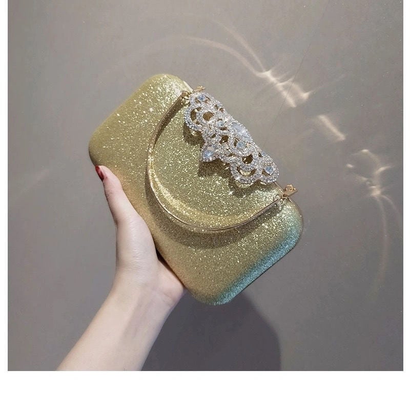 Sale Sale Vintage Crown Rhinestone Handmade Bag Dress Bag Evening Bag Handbag - Image 1