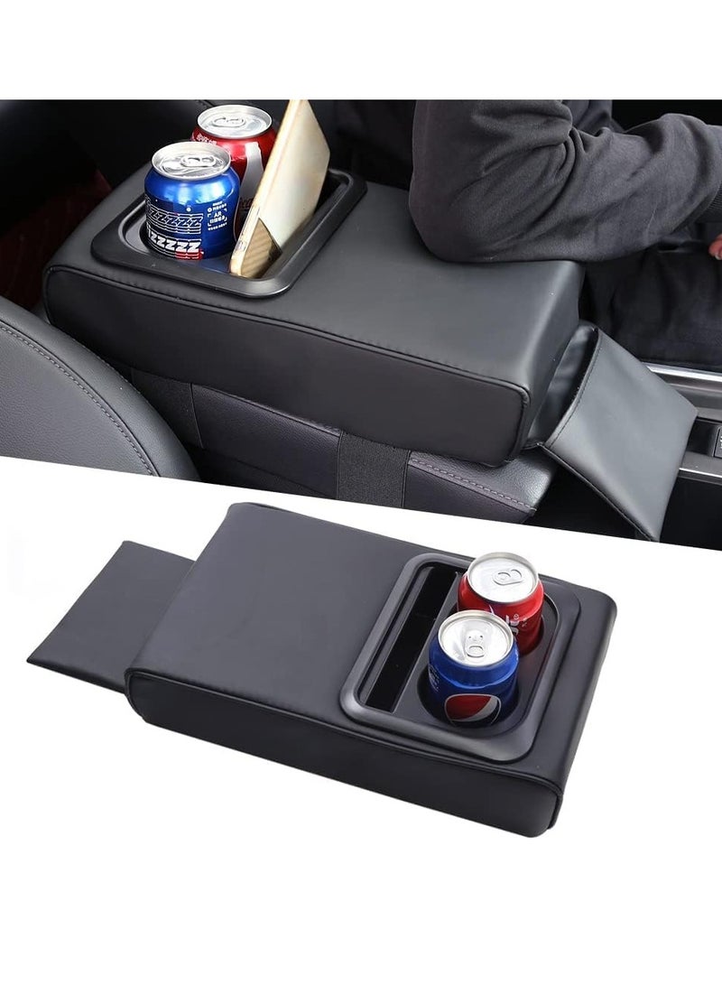 SYOSI Auto Center Console Armrest Pillow Car Armrest Cover Memory Foam Car Armrest Cushion with Cup Holder and Phone Holder Storage Bag Car Armrest Cushion Universal for Most Car - Image 1