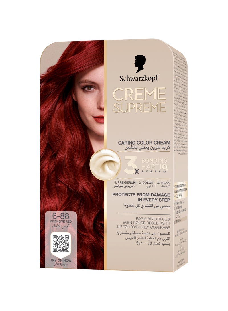 Schwarzkopf Creme Supreme Permanent Hair Coloration 6-88 Intensive Red - Image 1