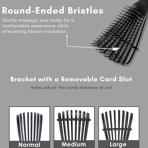 Beauté Secrets Detangler Hair Comb Brush for Adults and Kids Wet & Dry Hair, Removes Knots and Tangles Pain Free (Black) - Image 3