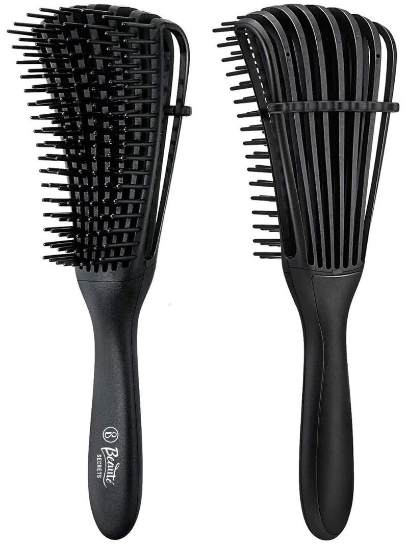 Beauté Secrets Detangler Hair Comb Brush for Adults and Kids Wet & Dry Hair, Removes Knots and Tangles Pain Free (Black) - Image 1