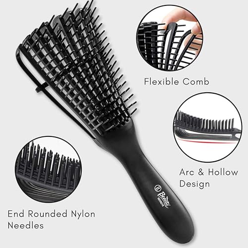 Beauté Secrets Detangler Hair Comb Brush for Adults and Kids Wet & Dry Hair, Removes Knots and Tangles Pain Free (Black) - Image 4