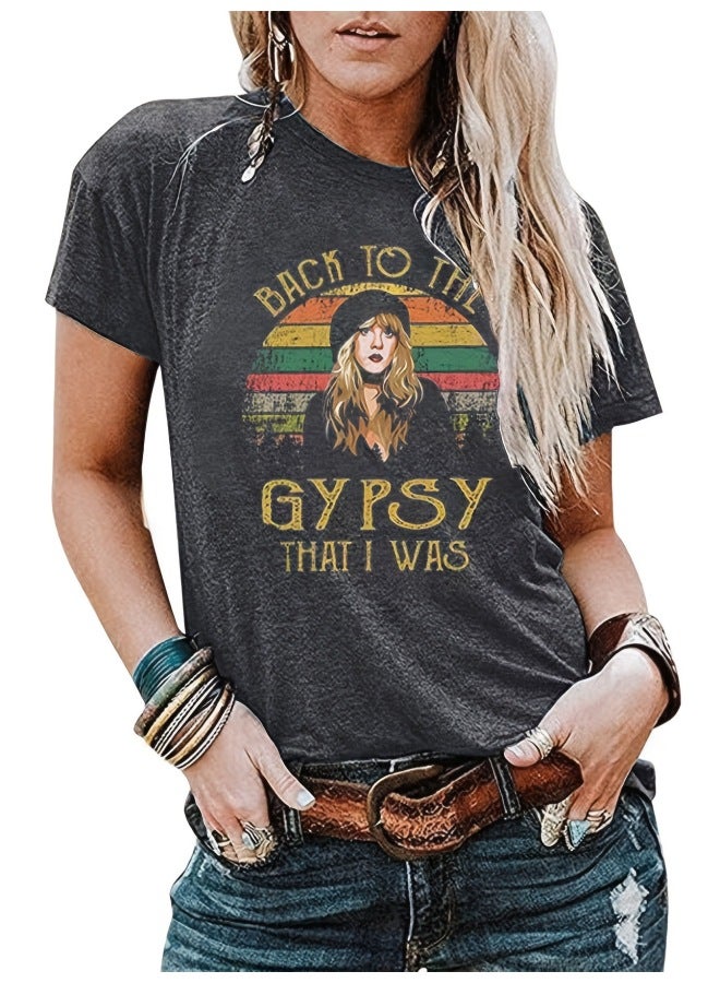 Women's Short-sleeved T-shirt Top Summer Cartoon Printed Round Neck Loose Short-sleeved T-shirt Top