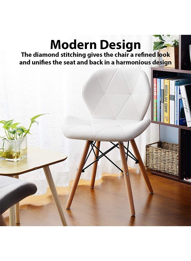 Taimi 3-Piece Dining Table Set - Round Dining Table with Elegant Design 2 Chairs, White Wooden Table 80x70cm with 2 White Faux Leather-Upholstered Chairs with Wooden Legs - Image 3