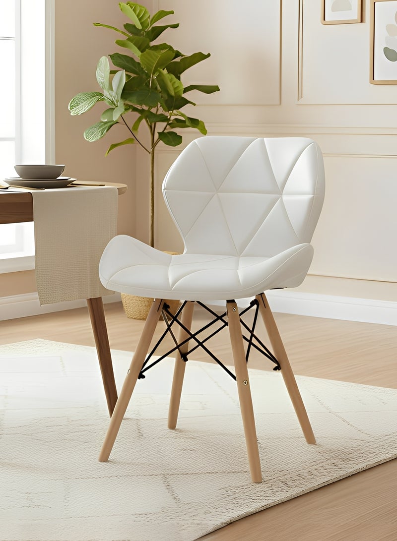 Taimi 3-Piece Dining Table Set - Round Dining Table with Elegant Design 2 Chairs, White Wooden Table 80x70cm with 2 White Faux Leather-Upholstered Chairs with Wooden Legs - Image 2