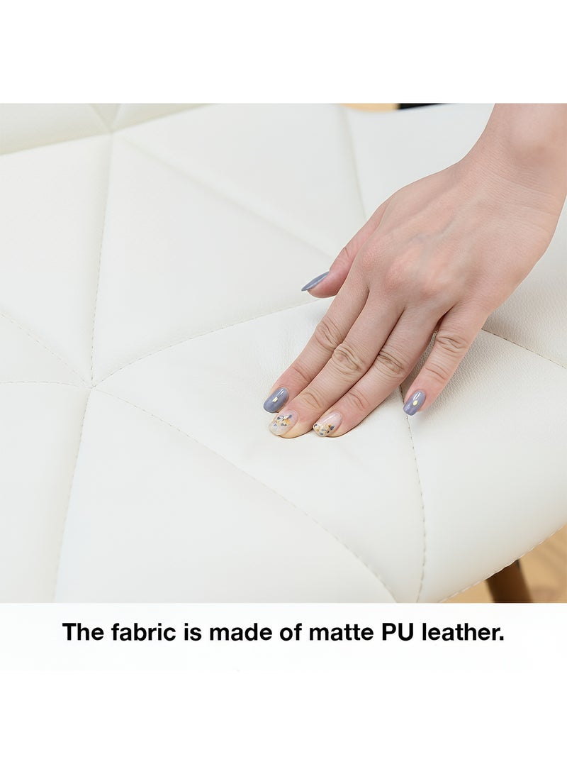 Taimi 3-Piece Dining Table Set - Round Dining Table with Elegant Design 2 Chairs, White Wooden Table 80x70cm with 2 White Faux Leather-Upholstered Chairs with Wooden Legs - Image 5