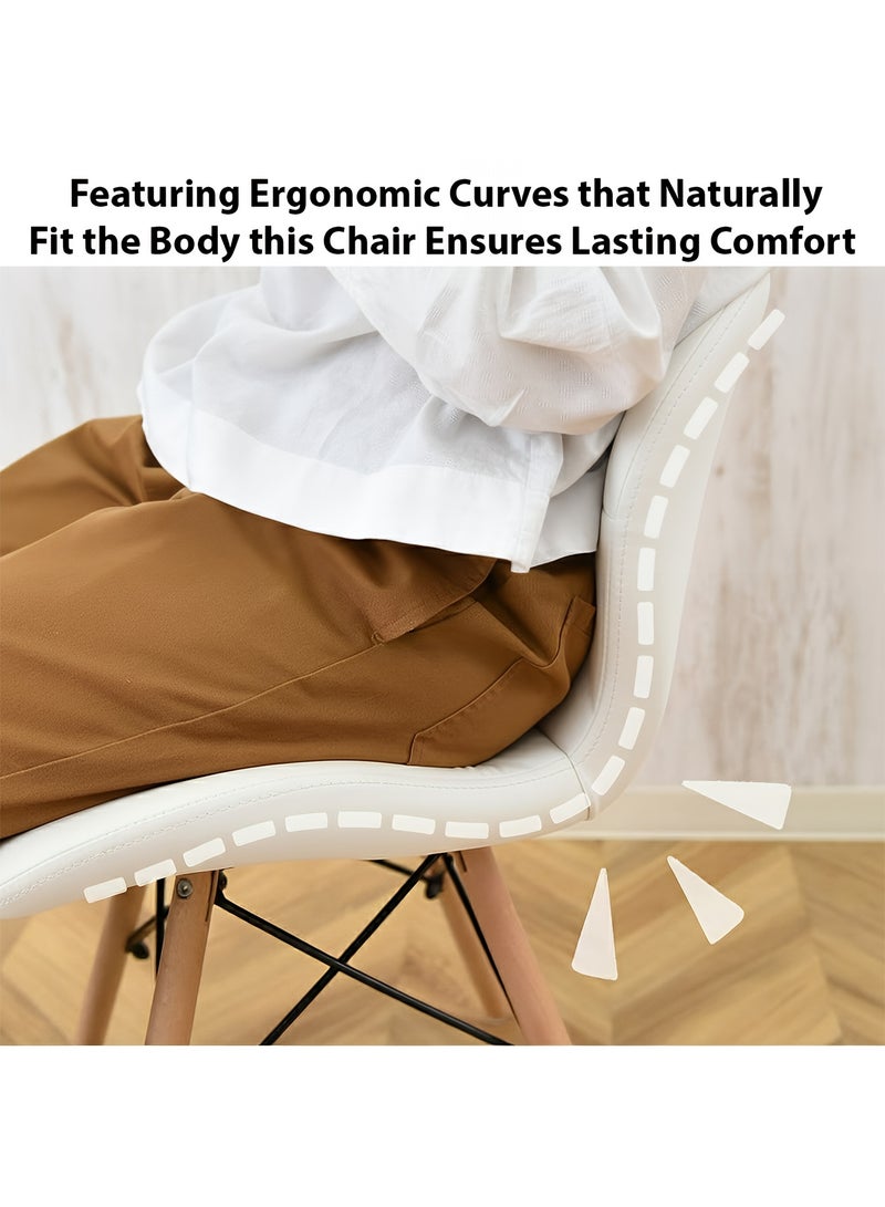 Taimi 3-Piece Dining Table Set - Round Dining Table with Elegant Design 2 Chairs, White Wooden Table 80x70cm with 2 White Faux Leather-Upholstered Chairs with Wooden Legs - Image 4